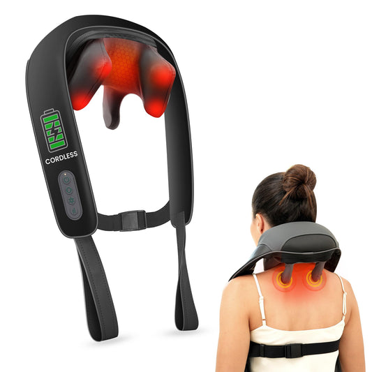 Snailax Neck Massager for Pain Relief Deep Tissue, Neck Massage with Heat, Cordless Massager for Back and Shoulder Pain, Deep Kneading Back Massager, Gift for Mom Dad