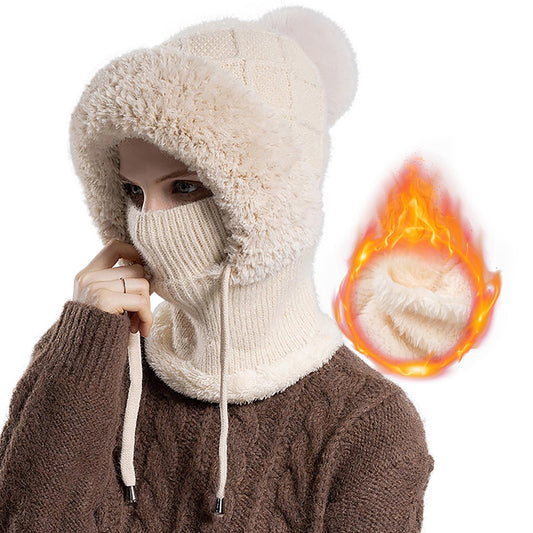 HAIMEIKANG Balaclava Ski Hat Wind-Resistant Hat Cap Scarf for Women and Men - Face Cover for Extreme Cold Weather Gear Beige