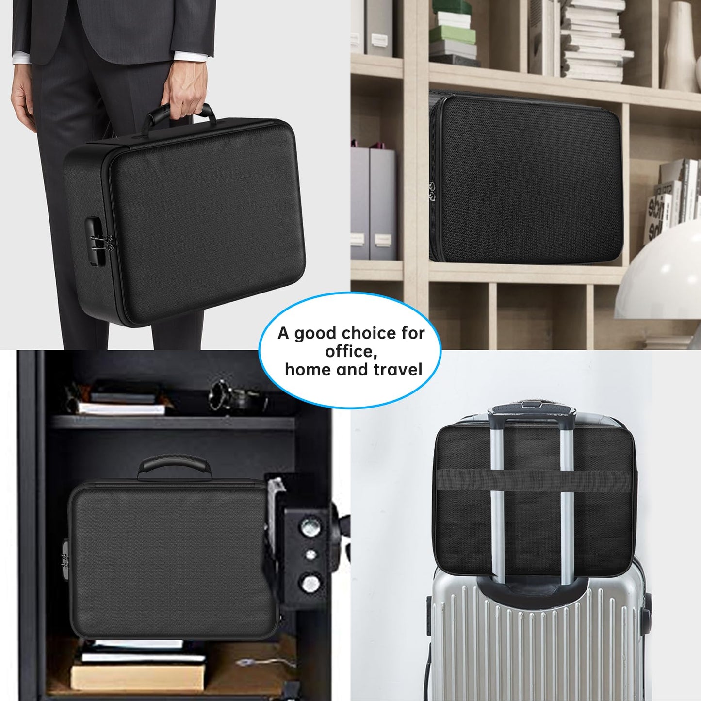 ENGPOW 5200°F Fireproof Document Bag with Lock,Upgraded Heat Insulated Fireproof＆Waterproof Box 8 Layers File Organizer,Portable Home Travel Safe Storage for Important Documents,Passports,Laptop