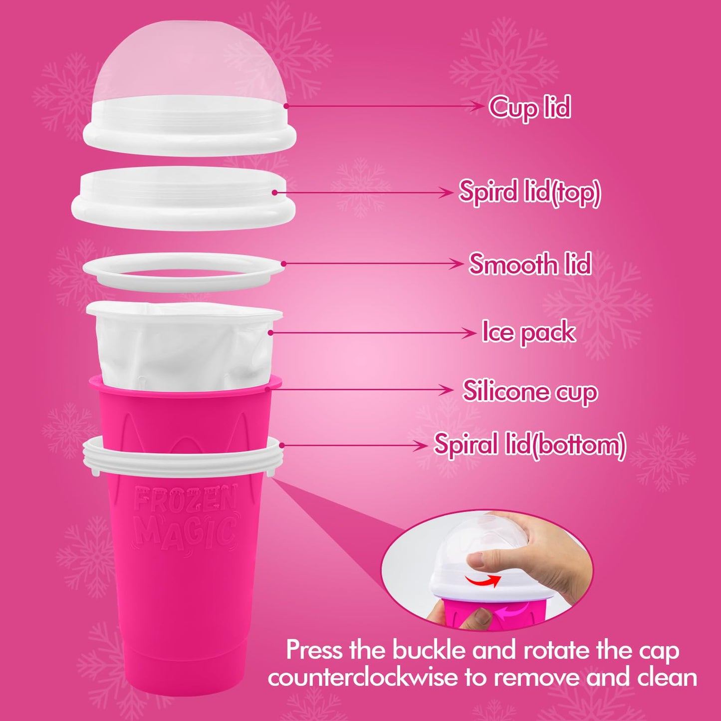 500ML Slushie Maker Cups, Magic Quick Frozen Smoothies Cup for Homemade Milk Shake Ice Cream Makers, Cooling Cups, Double Layer Squeeze Slushy Cup, Birthday Gifts for Boy, Girls,Friends,Family