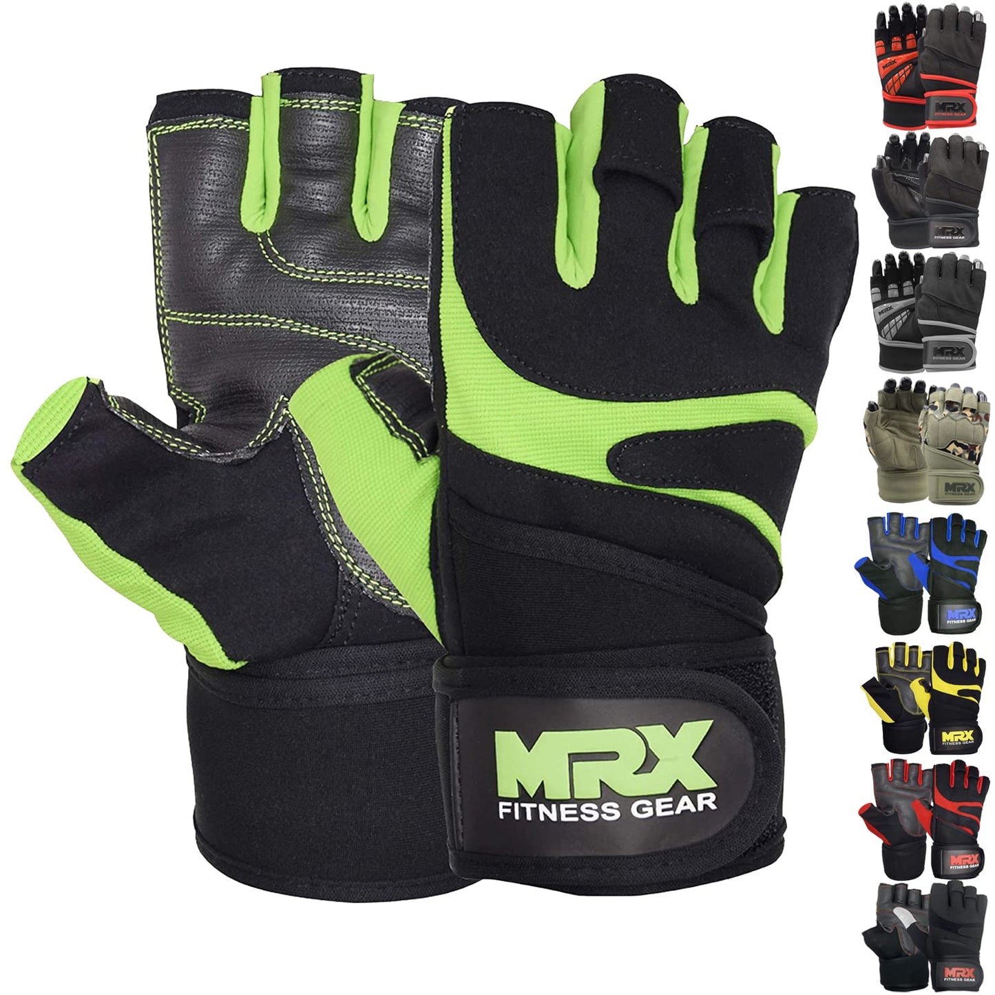 MRX Weightlifting Gloves for Men Workout Gloves Mens Wrist Support Lifting Gloves Male Gym Gloves | Workout Gym Accessories for Men Weight Lifting Fingerless Gym Exercise for Powerlifting