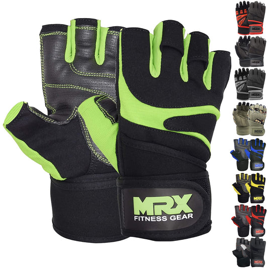MRX Weightlifting Gloves for Men Workout Gloves Mens Wrist Support Lifting Gloves Male Gym Gloves | Workout Gym Accessories for Men Weight Lifting Fingerless Gym Exercise for Powerlifting