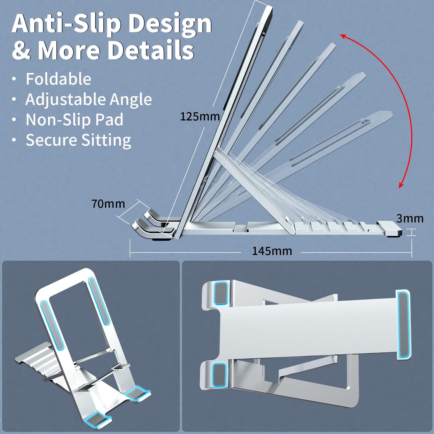 TITACUTE Cell Phone Stand for iPhone 14 Pro Max 13 12 11 XR Samsung A53 S22 S21 S20 Galaxy Z Flip 4 Pixel Aluminum Adjustable Cradle Holder Tablet Kickstand iPad Mini Air Desk Home Office, Silver