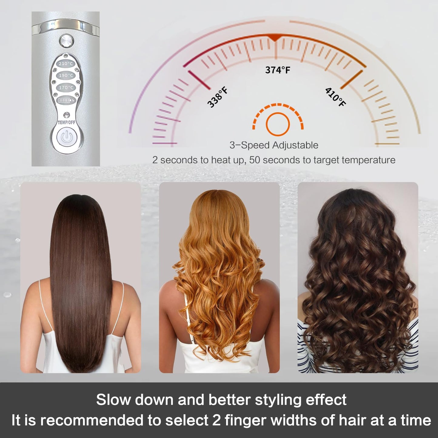 Cordless Hair Straighteners 5000 mAh Long Range Titanium Portable Flat Iron Wireless Mini Hair Straightener 2 in 1 for Straightening and Curling Travel Straightener max. 210℃/410℉ Heats Up in Seconds