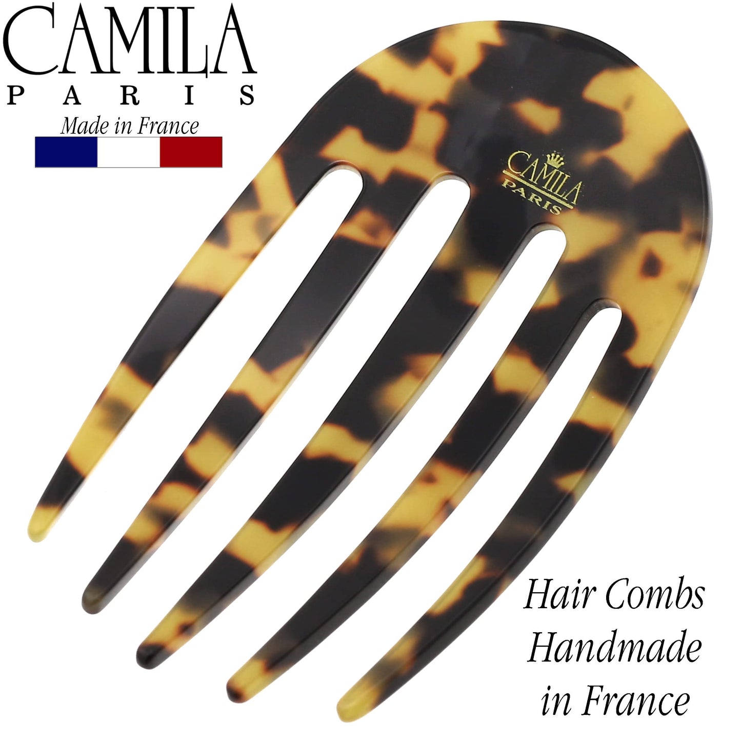 Camila Paris CP3395 French Hair Side Comb Small Rounded, Tokyo, Handmade French Twist Hair Combs, Strong Hold Hair Clips for Women Bun Chignon, No Slip Styling Girls Hair Accessories Made in France