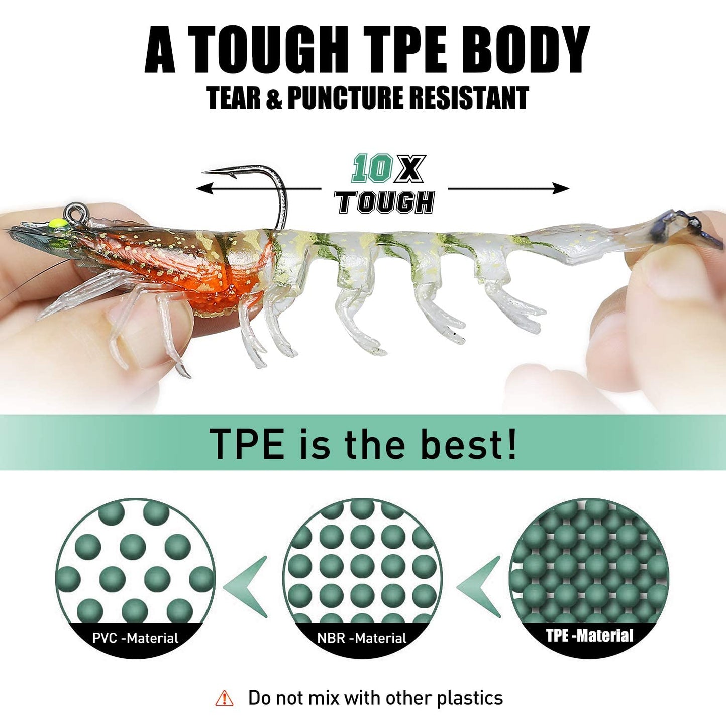 TRUSCEND Pre-Rigged Fishing Jigs, 1:50 Super Durable TPE Bass Fishing Lures, Well-Made Lifelike Soft Shrimp Swimbait, Weedless MarshSwamp Fishing Lure for Trout Crappie Walleye, Keep Separately!