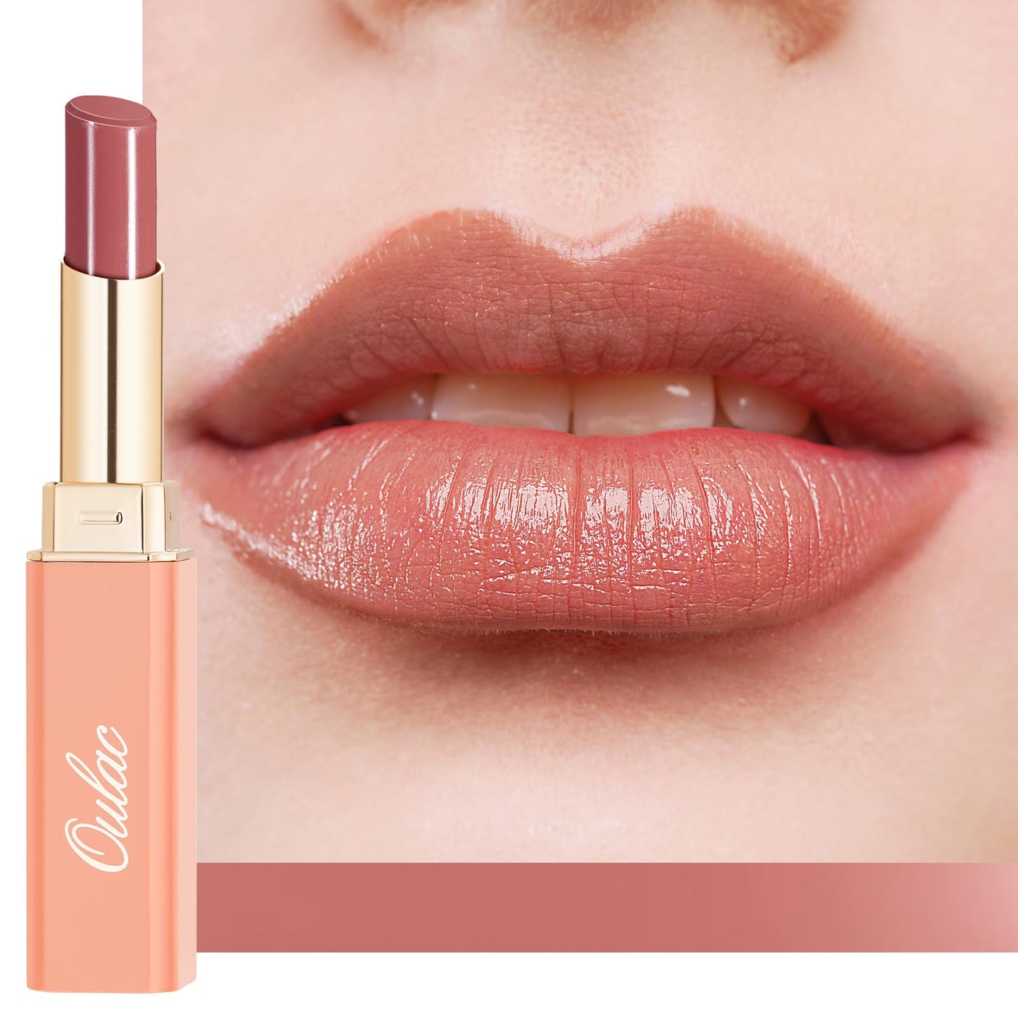 Oulac Shine Red Lipstick for Women, 2 in 1 Glossy Light Red Tinted Lip Balm, Hydrating Lipstick for Dry Lips, Moisture Shine Juicy Finish Vegan 2.2g/0.07oz (17)