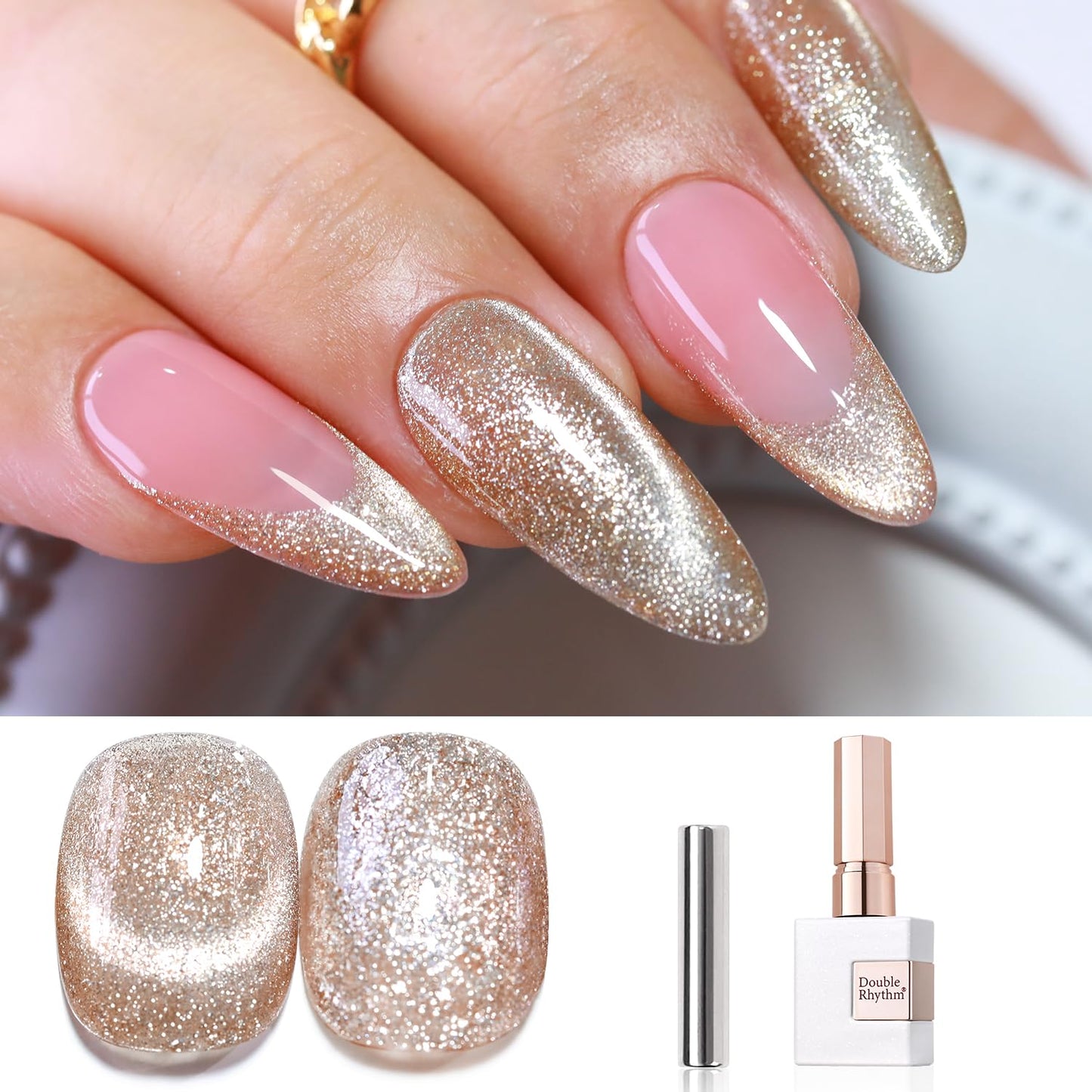 Double Rhythm 15ML Glitter Gel Polish Shimmer Reflective Holographic Color Magnetic for Nail Art Salon DIY at Home (MC1087)
