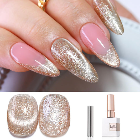 Double Rhythm 15ML Glitter Gel Polish Shimmer Reflective Holographic Color Magnetic for Nail Art Salon DIY at Home (MC1087)