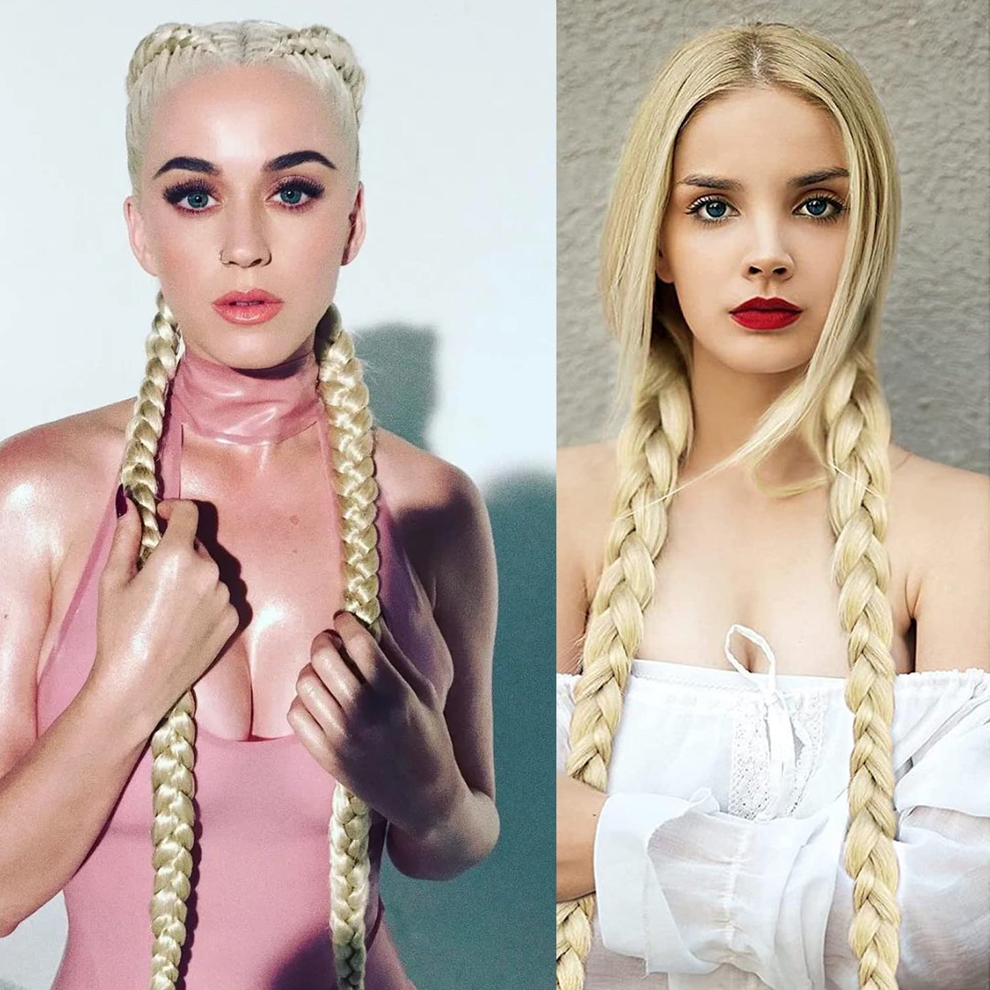 LyoRuSi 2 Pack Long Braided Ponytail Extension with Hair Tie Straight Wrap Around Braided Ponytail Extension(613#)