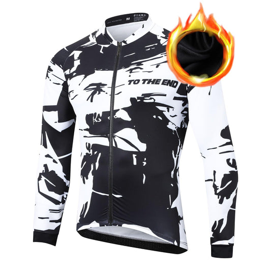 UGLY FROG Men's Cycling Jersey Winter Long Sleeves Warm Slim Fit Bike Bicycle MTB Shirts Thermal 3 Back Pockets L