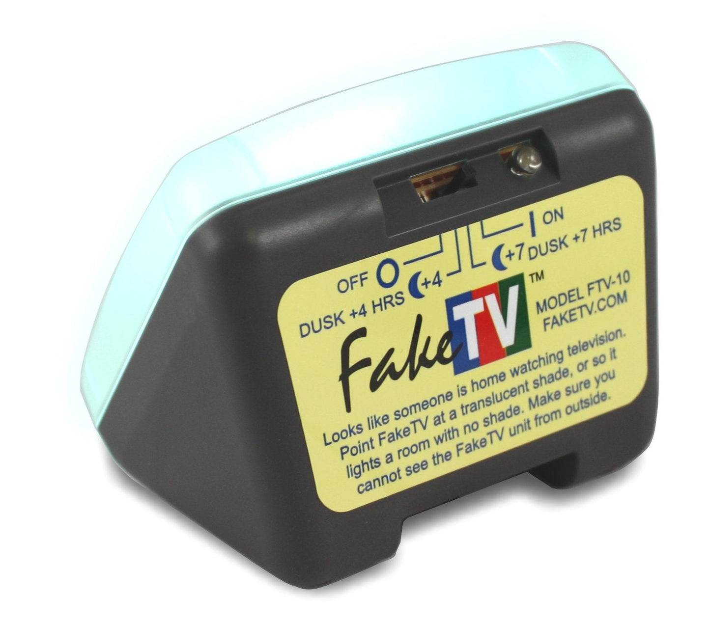 FakeTV - FTV-10 Charcoal Design Burglar Deterrent – Simulated TV Light with Frosted Lens – Energy-Efficient LED Dummy Home Security Technology – Prime Quality House & Valuables Protection Equipment