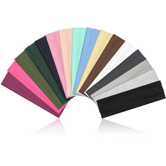 Headbands for Women – 16Pcs Non-Slip Cotton Cloth Headbands for Women's Hair Accessories, Fashion Sports Head Bands & Hair Ties, Soft Fabric for Yoga, Running, Workout