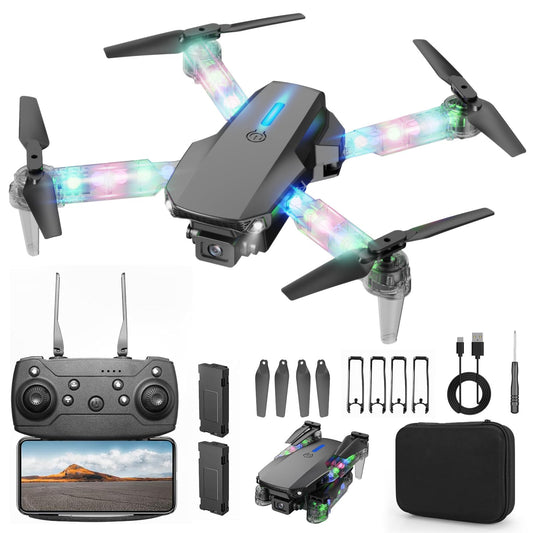 Light up Drone with Camera 1080P for Kids Foldable Mini Drone for Kids Adults Beginners Boys Toys Auto Return One Key Take Off Gifts for Boys