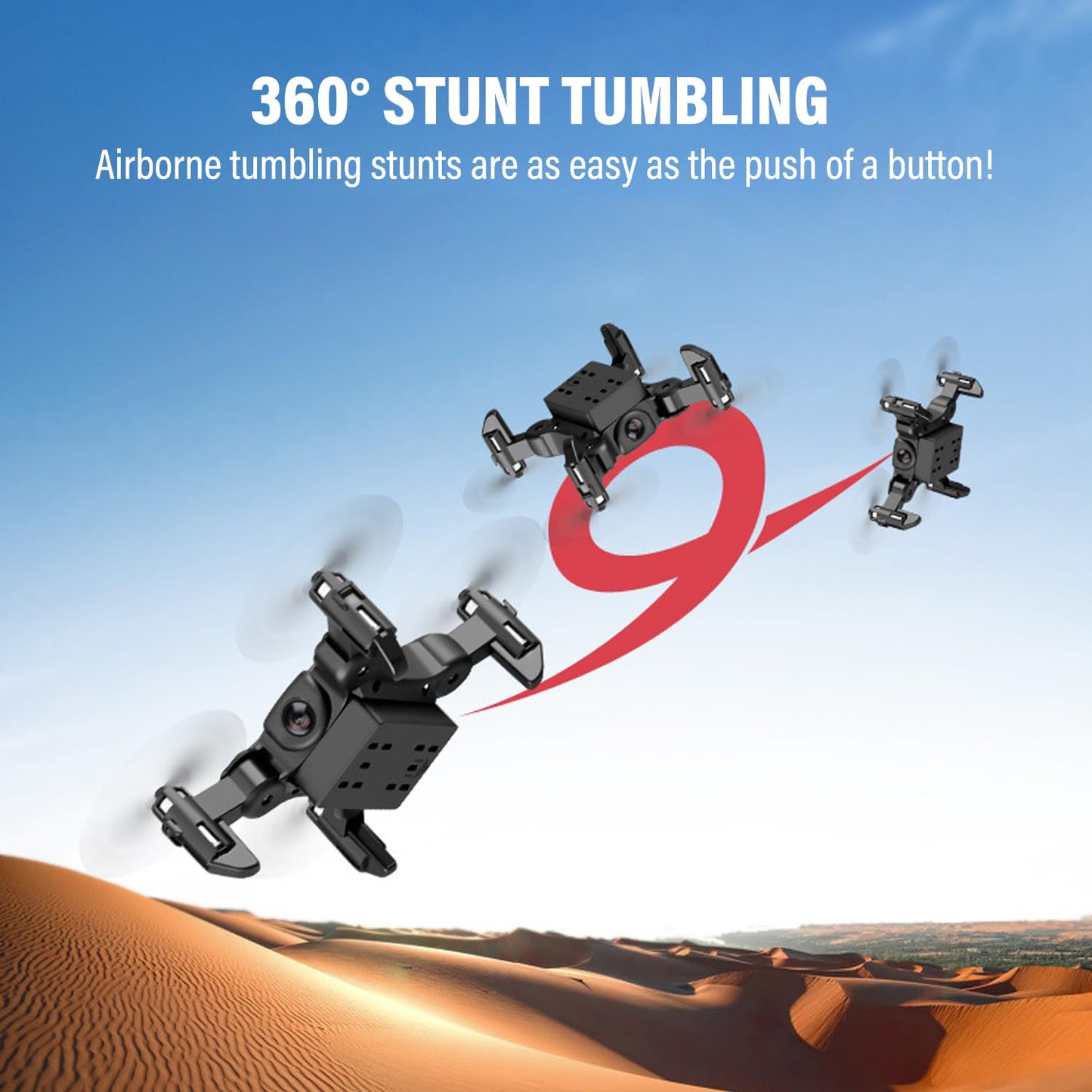 Mini Drone with 4K Camera Six-axis Stabilization Mini Shuttle Foldable FPV Drone Compact Covert UAV One Key Take Off/Land,Headless Mode,Support 360 Degree Flip