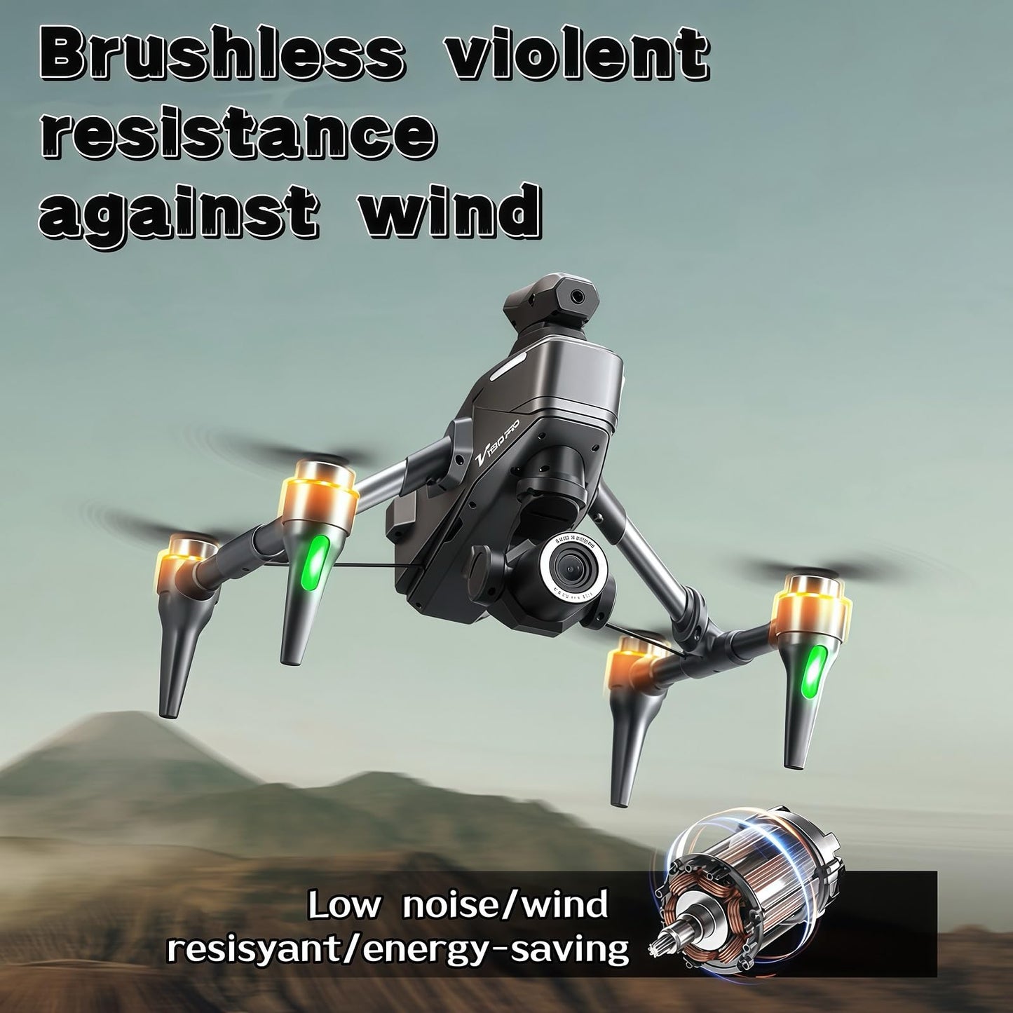 V196 GPS Drone with 1080P HD Camera, Two-batteries, Brushless Motor, Altitude Hold, One Key Take Off/Landing, with Black Outdoor Carrying Case.