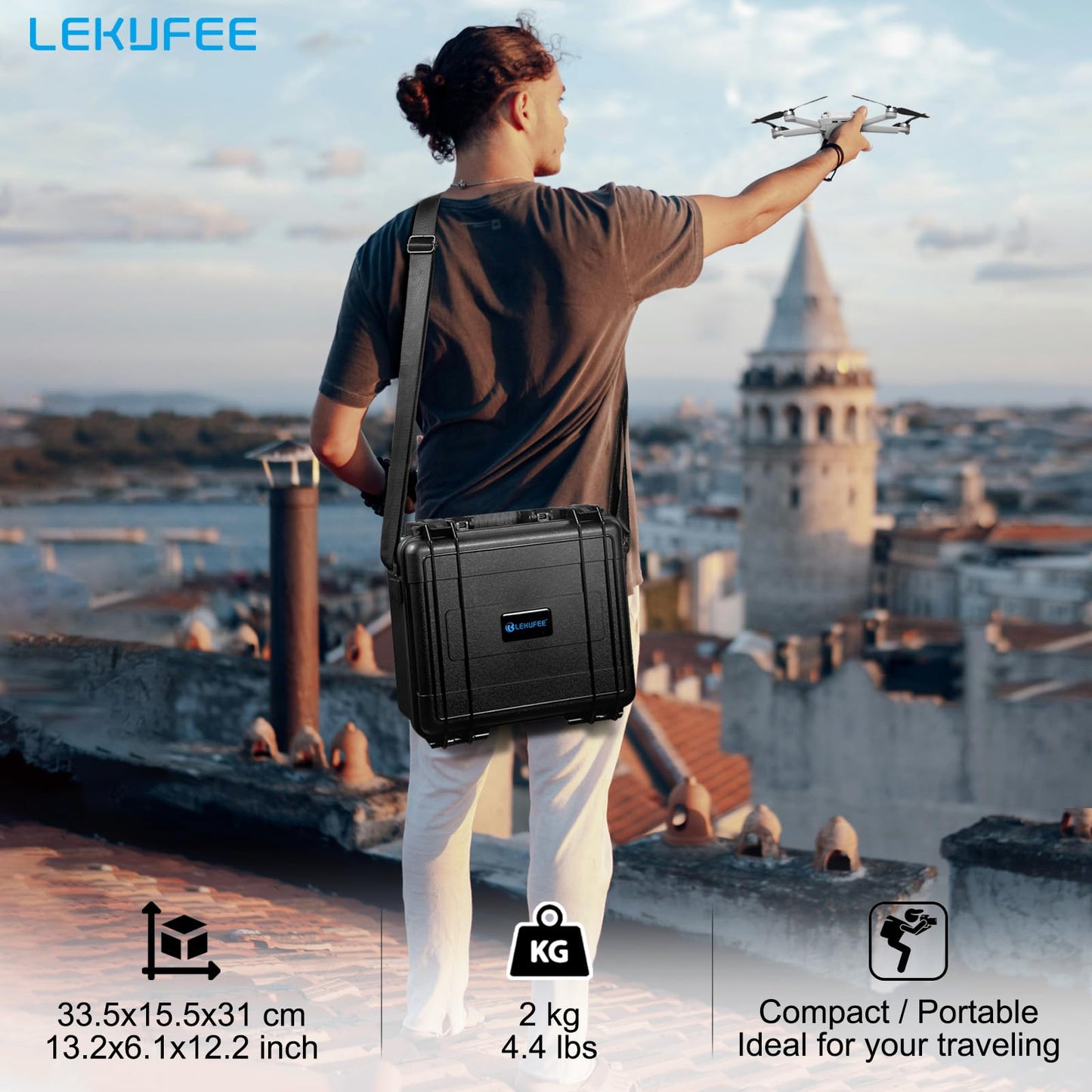 Lekufee Waterproof Hard Case Compatible with DJI Air 3S/3 Drone/Fly More Combo/RC 2/N3/N2 Remote Controller and Accessories (Case Only)