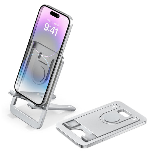 Itramax Portable Cell Phone Stand,Foldable Phone Holder for Desk,Folding Travel Phone Stand,Adjustable Phone Holder for Recording Compatible with iPhone 16 15 Pro Max,iPad mini,Samsung S24 S23,Kindle