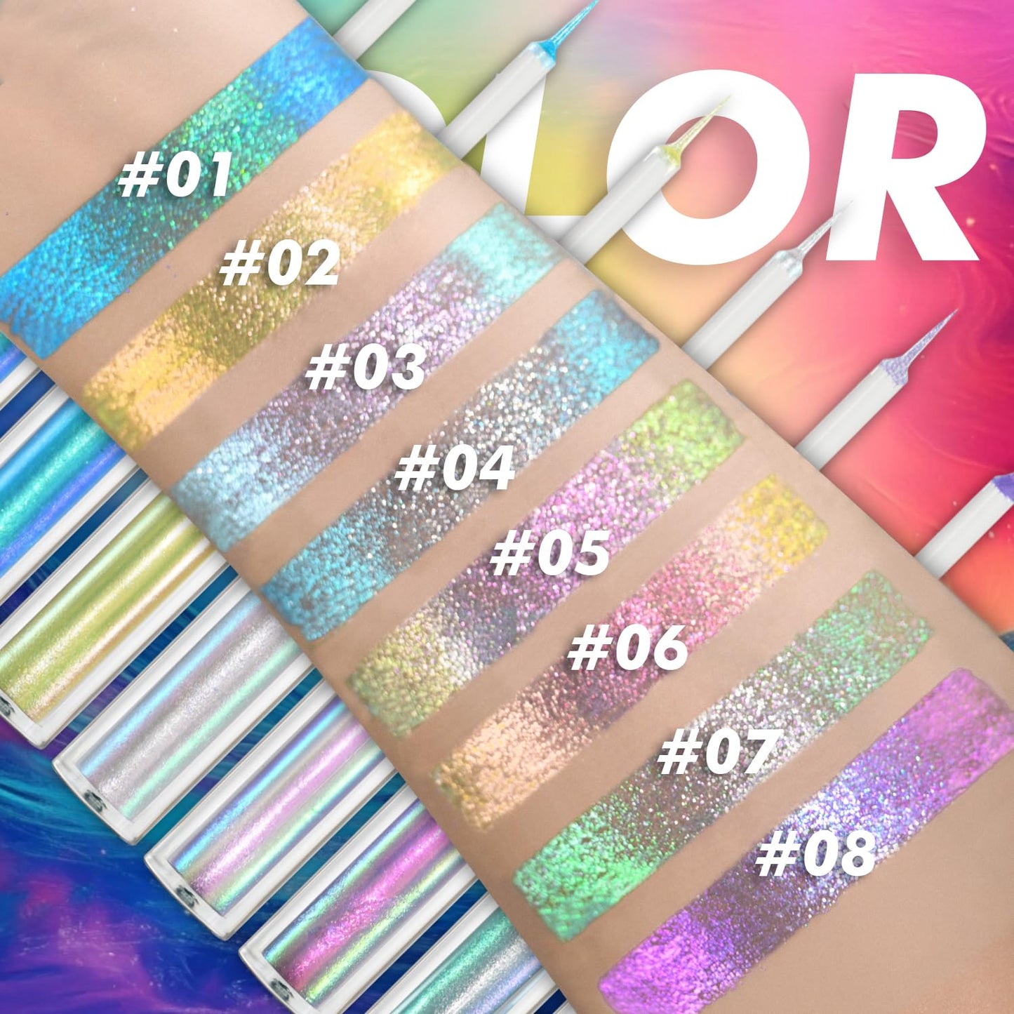 CHARMACY Chameleon Liquid Eyeliner, Liquid Glitter Eyeliner, Highly Pigmented, Metallic MultiColor Shifting waterproof Eyeliner, Ultra-Fine Tip, Longwearing, Smudge-proof (#306)