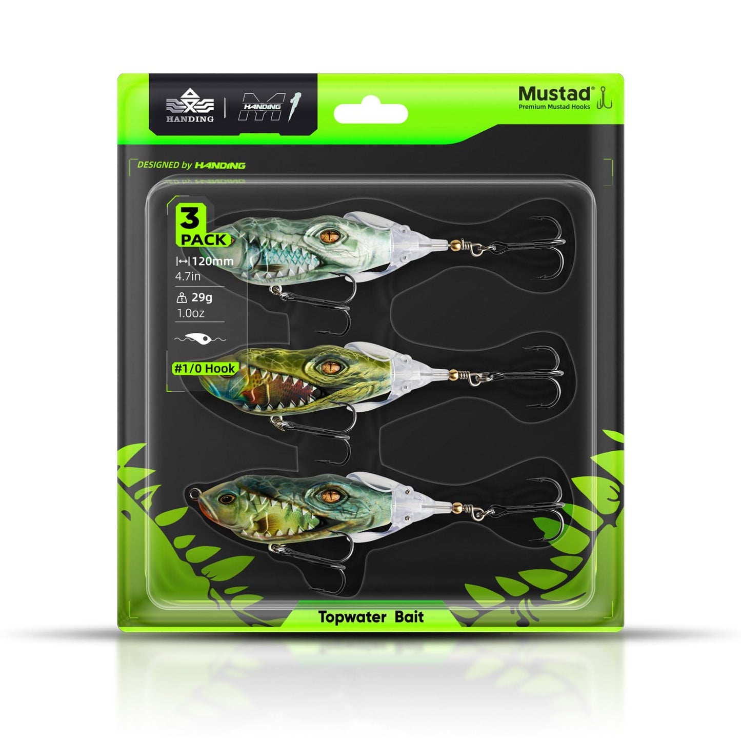 HANDING 3PCS Plopper, Bass Fishing Lure for Freshwater and Saltwater, Floating Topwater Lure, Mustad Hook, Angler's Gift, for Pike Catfish, 1/2oz, 3/4oz and 1oz
