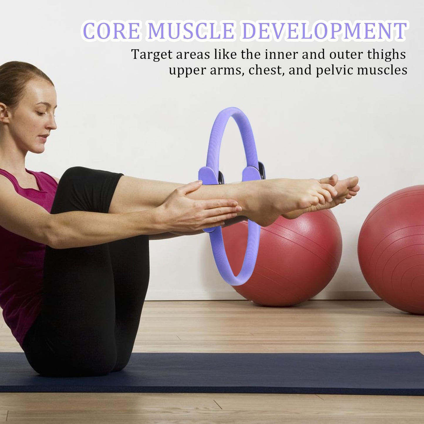 Gavigain Yoga Circle 4 Color Double Grip Yoga Pilates Ring Resistance Circle Portable Fitness Circle for Thigh and Leg Fitness Muscle Lines (Purple)