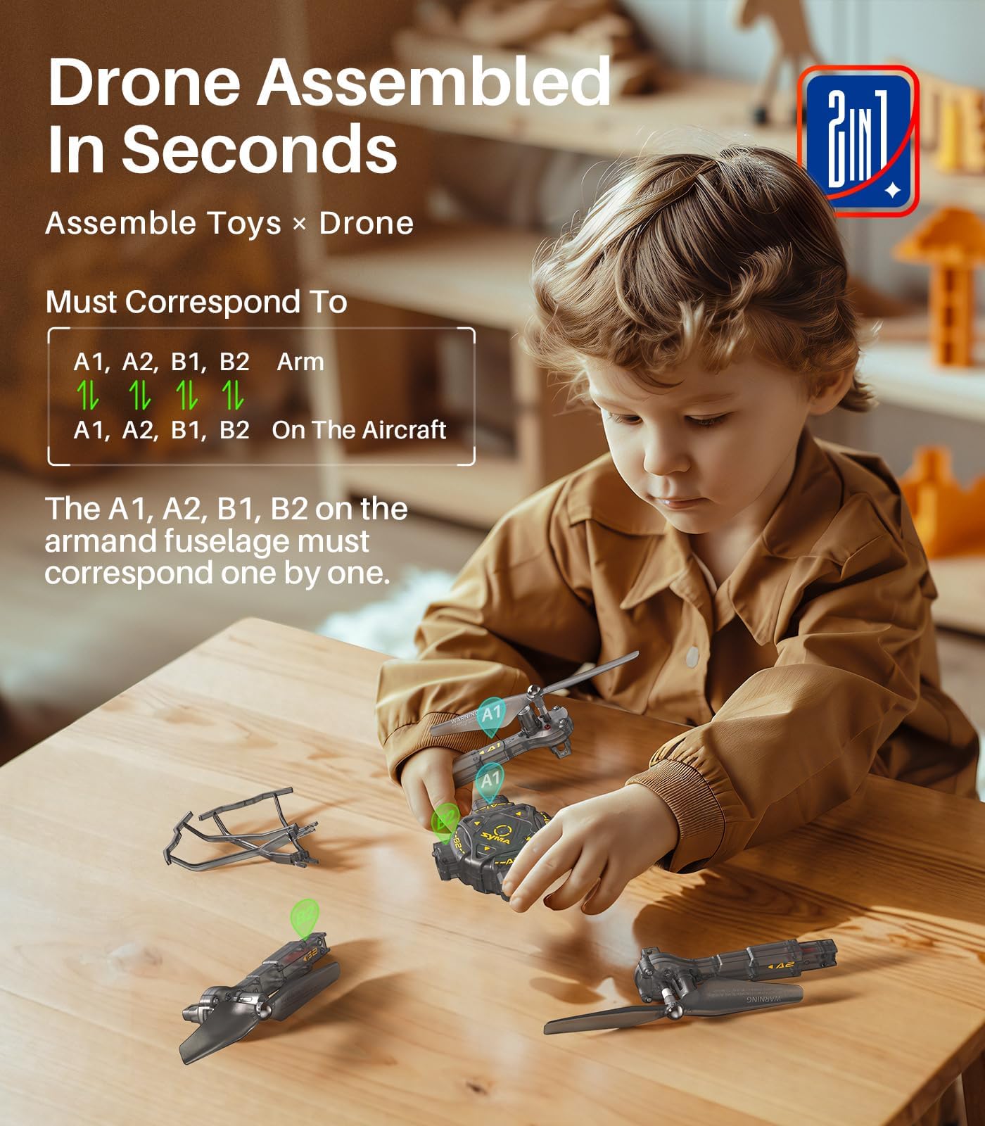 Drones for Kids, SYMA X440 RC Helicopter Drone with Detachable Arms with 7-Color Light Switching, 16 Stunts, 2 Batteries and Altitude Hold, Remote Control Toys for Boys Girls