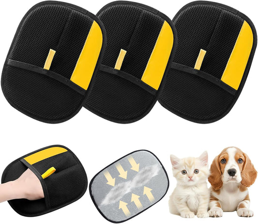 Electrostatic Gloves Pet Hair Removal,Pet Hair Removal Glove,Efficient Grooming Gloves for Pet Hair,Reusable Double Sided for Couch, Furniture,Carpet(3Pcs)