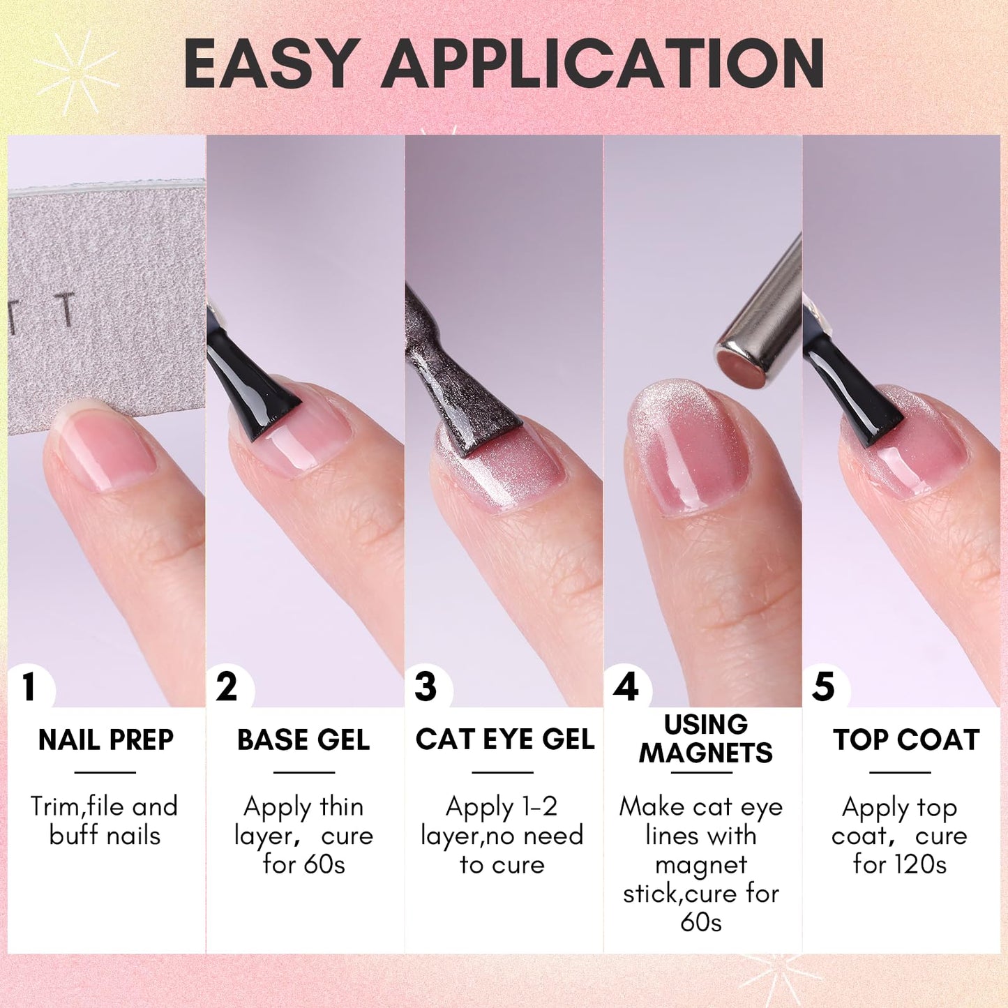 Makartt Gel Nail Polish, Cat Eye Glitter Gel Polish Summer Gel Polish with Magnet Stick Soak Off UV/LED Manicure Nail Art Designs-Sugarplum Serenade