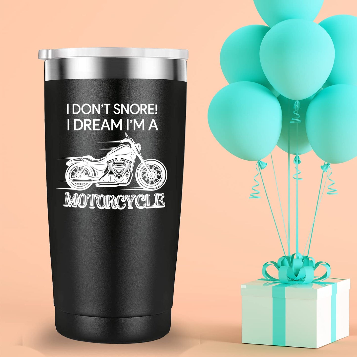 I Don't Snore Dream I'm a Motorcycle Travel Mug Tumbler.Motorcycle Gifts.Father's Day Gifts for Men Dad Grandpa New Grandfather Biker Motorcyclist from Grandson Grandaughter Wife.(20 oz Black)