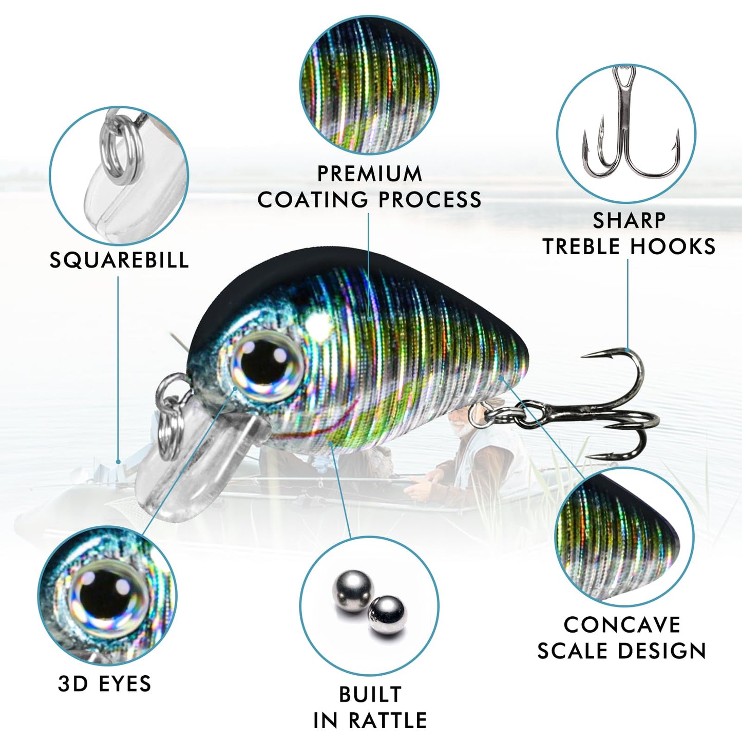 TRUSCEND Crankbaits Fishing Lures Hard Swimbait for Bass Trout Crappie Crank Baits Freshwater and Saltwater