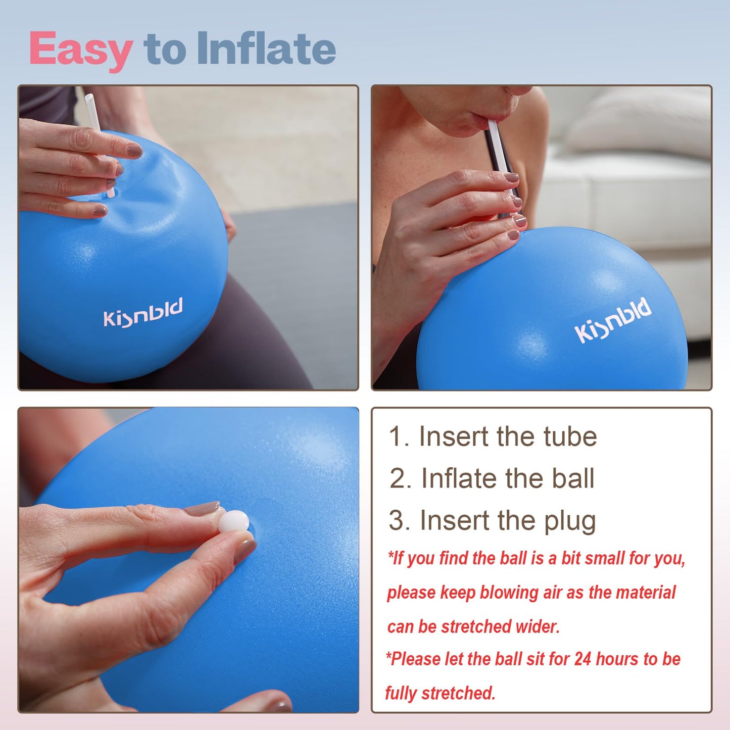 kisnbld Small Exercise Ball, 9 Inch Mini Pilates Ball, Anti Burst and Slip Resistant Mini Yoga Ball for Stability, Fitness, Physical Therapy, Stretching & Core Strength Workout at Home Gym & Office