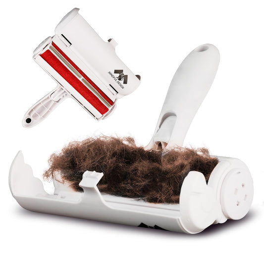 Mindful Design Roller Pet Hair Remover and Reusable Lint Roller - Cat and Dog Hair Remover for Furniture, Couch, Carpet, Clothing and Bedding - Portable, Multi-Surface Fur Removal Tool