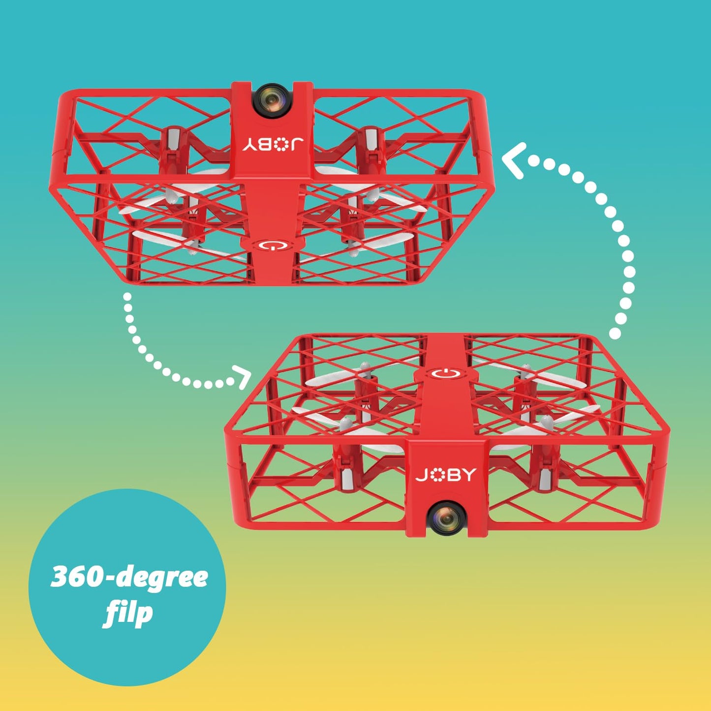 JOBY Fly X, Mini Drone with HD Camera, Enclosed Propellers Guard, 6-Axis GYRO, Emergency Landing, 360° flip, Up to 100 ft, 2 Batteries, compatible iPhone/Android, Fun Toys Gifts for Beginners (Drone)