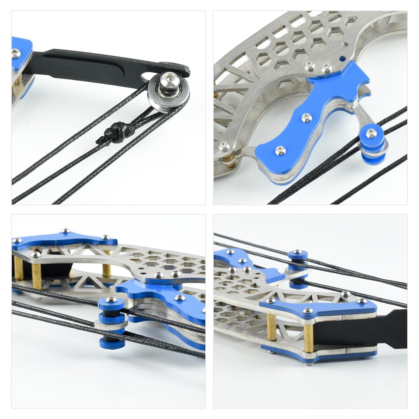 Mini Archery Bow Set Right Hand Mini Compound Bow Mini Hunting Bow Metal Material Catapult RH/LH for Hunting Shooting Practice Archery Entertainment Fun Hexagonal Silver Wheel Style