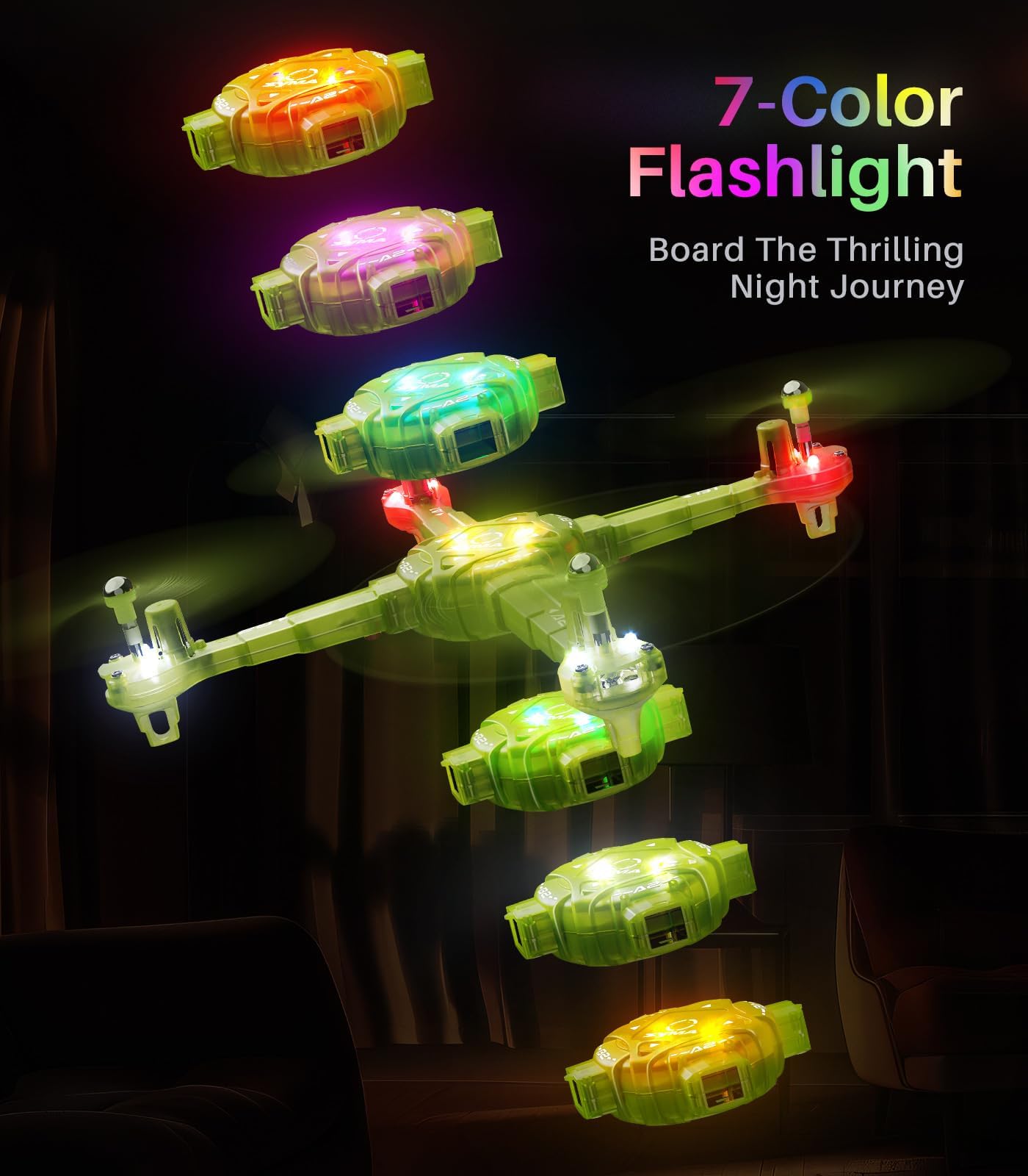 SYMA Kids Drone with 7-Color LED Light, X440 Indoor Drone for Adults with Altitude Hold, 360°Flip Lightweight RC Helicopter, 2 Batteries Easy to Fly Gift for Kids Beginners