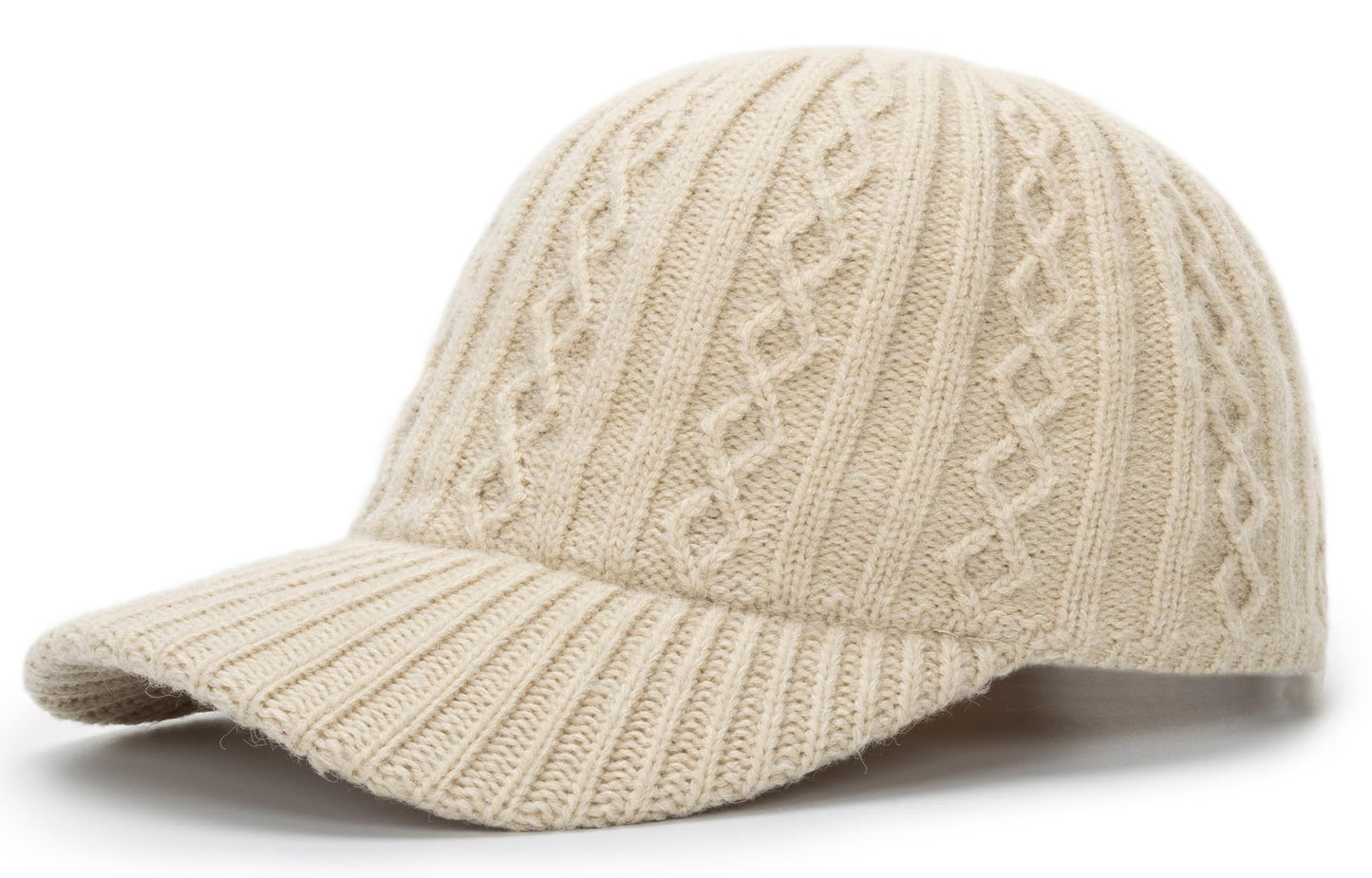 INOGIH Women's Winter Knit Visor Hat Beanie Hat Knitted Baseball Cap Ski Hat for Men Teens Beige