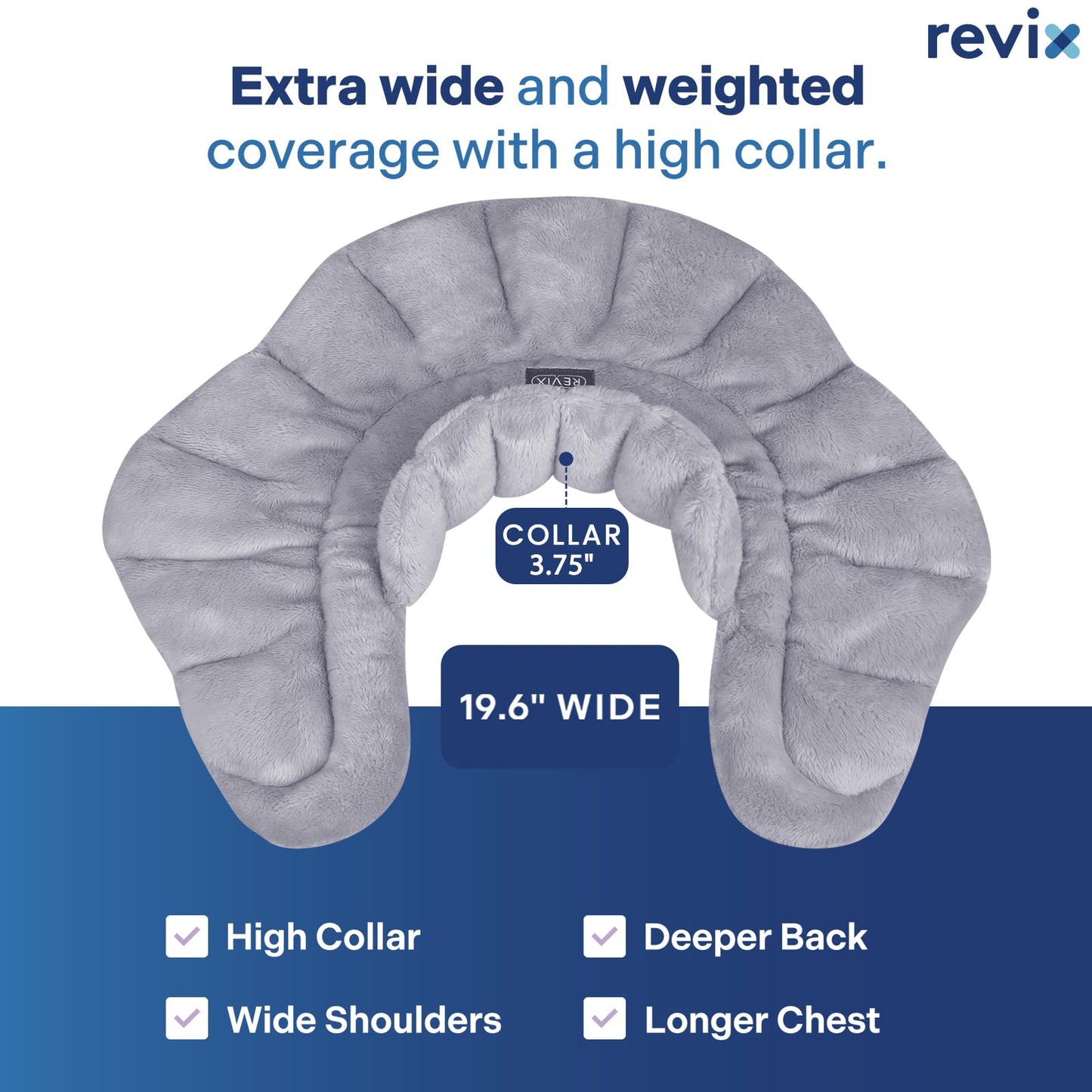 REVIX Microwavable Heating Pad for Neck Shoulders and Back, Microwave Heated Neck Wrap with Moist Heat, Light-Gray