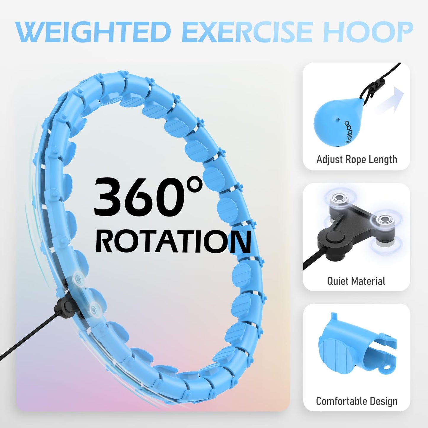 JLoibao Weighted Hula Circle with 24 Links for Adults Weight Loss, Infinity Fitness Hoop Plus Size, for Women Smart Exercise Equipment
