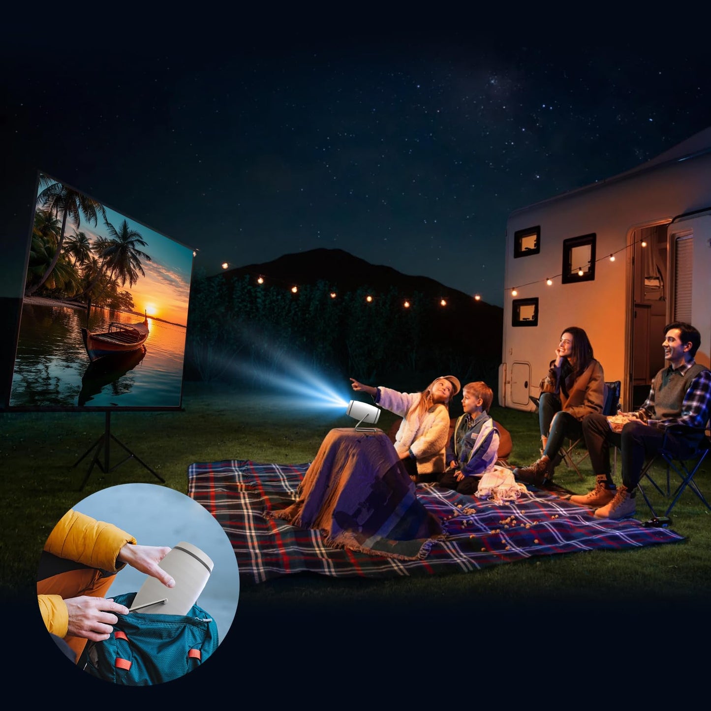 Mini Projector, Projector with WiFi and Bluetooth, 4K 1080P Support Portable Projector 180° Rotatable 130'' Screen Movie Projector Auto Keystone Compatible with HDMI/USB/Smartphone/PC/Laptop