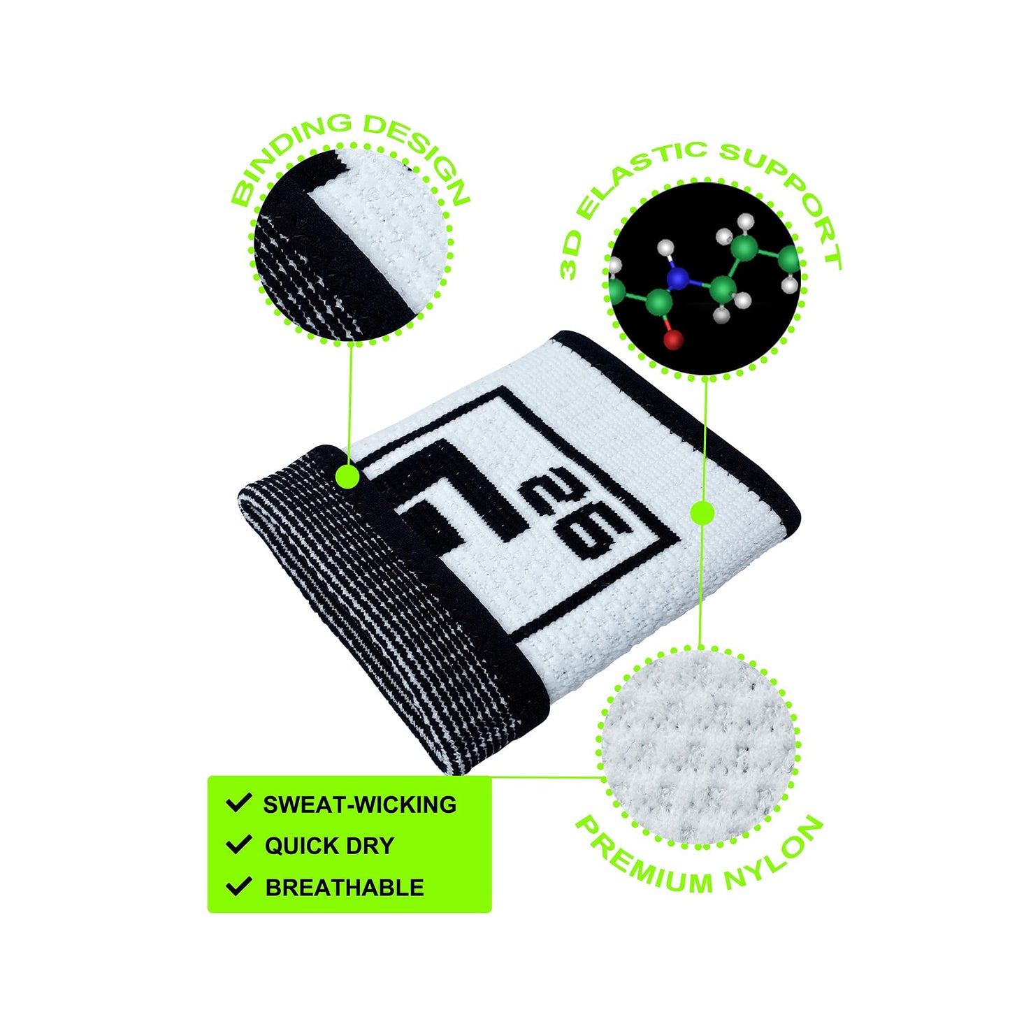 Element 26 Wrist Sweat Bands, Sweat Wicking - Multi-sport - White, Medium (2 Pair/4 Individual Wrist Bands)