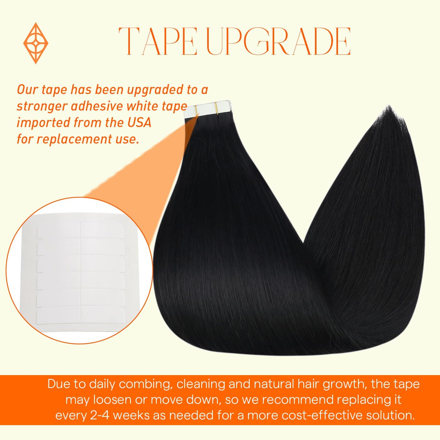Full Shine Tape in Hair Extensions Human Hair 20 Inch Soft Straight Tape Extensions Color 1 Jet Black Invisible Tape in Hair Extensions 40 Pcs Seamless Skin Weft Hair Extensions Tape in 100Gram