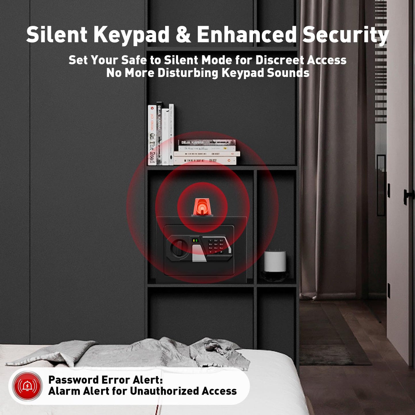 TOTOY Small Personal Safe Box 0.5 Cu Ft- Electronic Digital Security Safe Steel Construction Hidden with Key Lock, Wall or Cabinet Safety Box for Home Office Hotel Business Jewelry Gun Cash Money