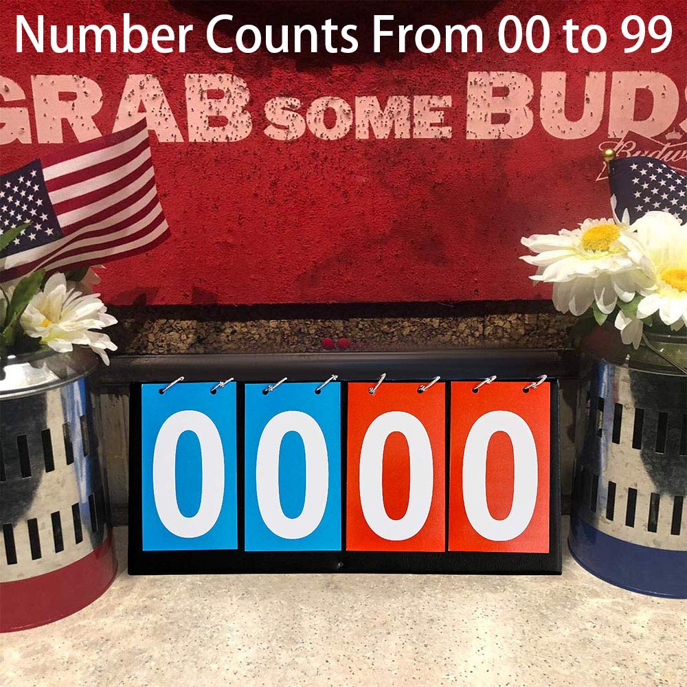 APORO 4-Digital Portable Table Top Scoreboard Flipper, Multi Sports Score Flip Scoreboard (0-99)