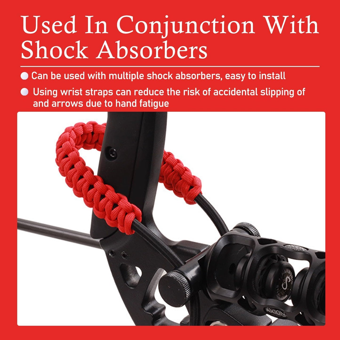 Archery Bow Wrist Sling, 550 Paracord Strap for Compound Bow & Recurve (Red)