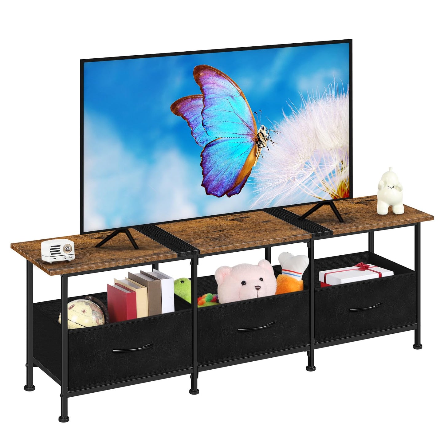 ETELI TV Stands for Living Room Entertainment Center with Fabric Dressers 50/55/60 inch Television Stands Tables TV Cabinet Console Table with Storage for Bedroom