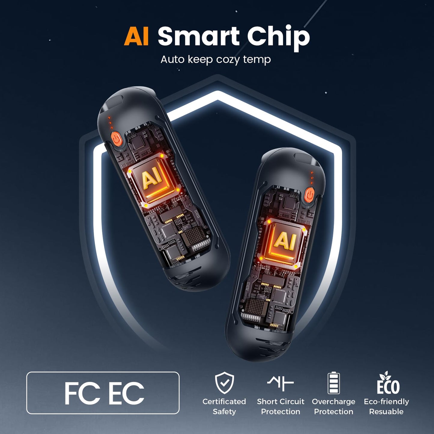 AI Hand Warmers Rechargeable 2 Pack, 15 Hrs Lasting Electric Pocket Hand Warmer, Quick Recharge 2 in 1 USB Hot Hand Warmers Reusable Portable Heater, Hunting Camping Hiking Men Womens Gifts