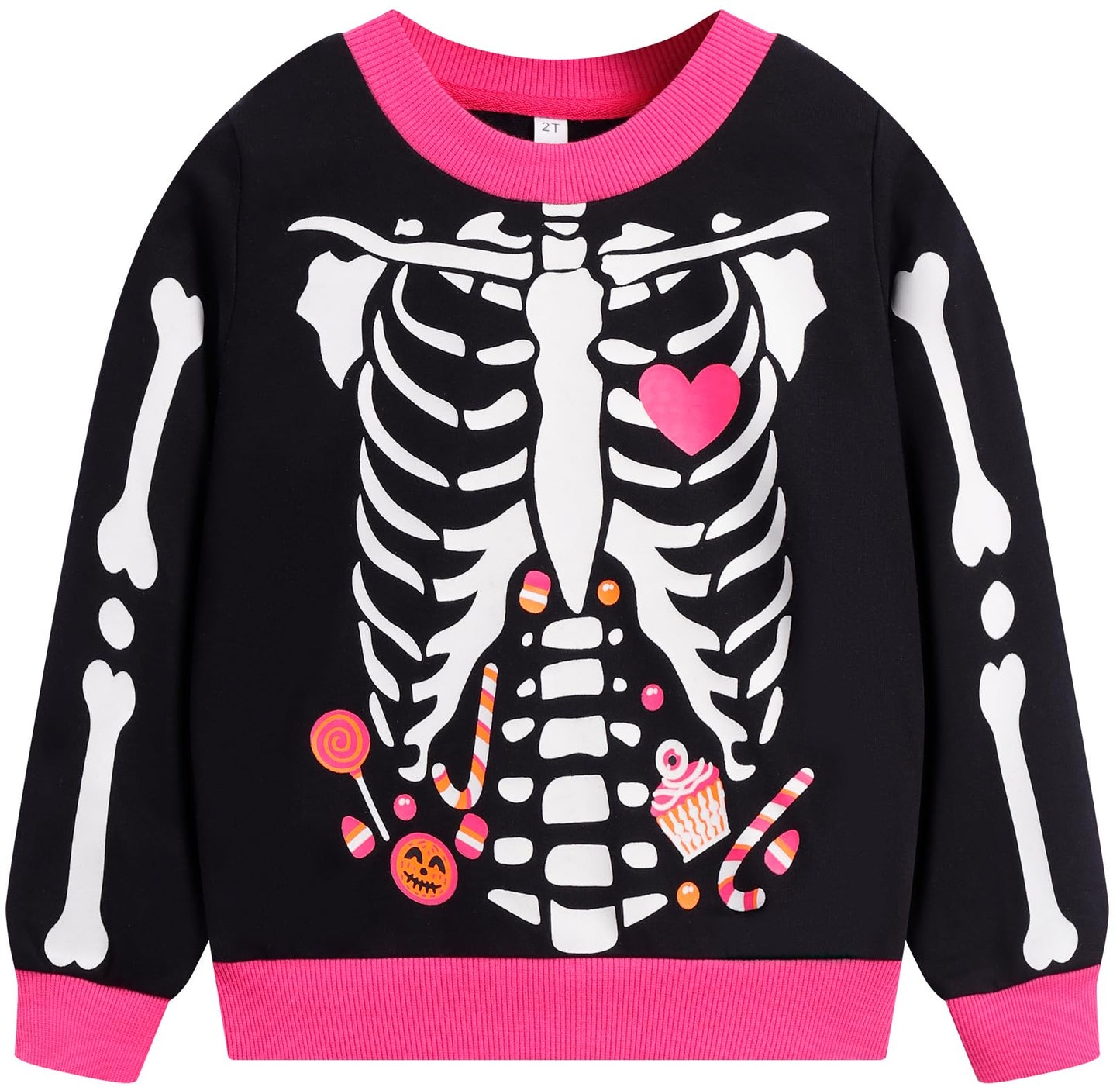 Akyzic Baby Girl Halloween Outfit Long Sleeve Crewneck Glow in the Dark Skull Sweatshirt Toddler Holiday Shirt Tops Kids Skeleton Sweaters 3t