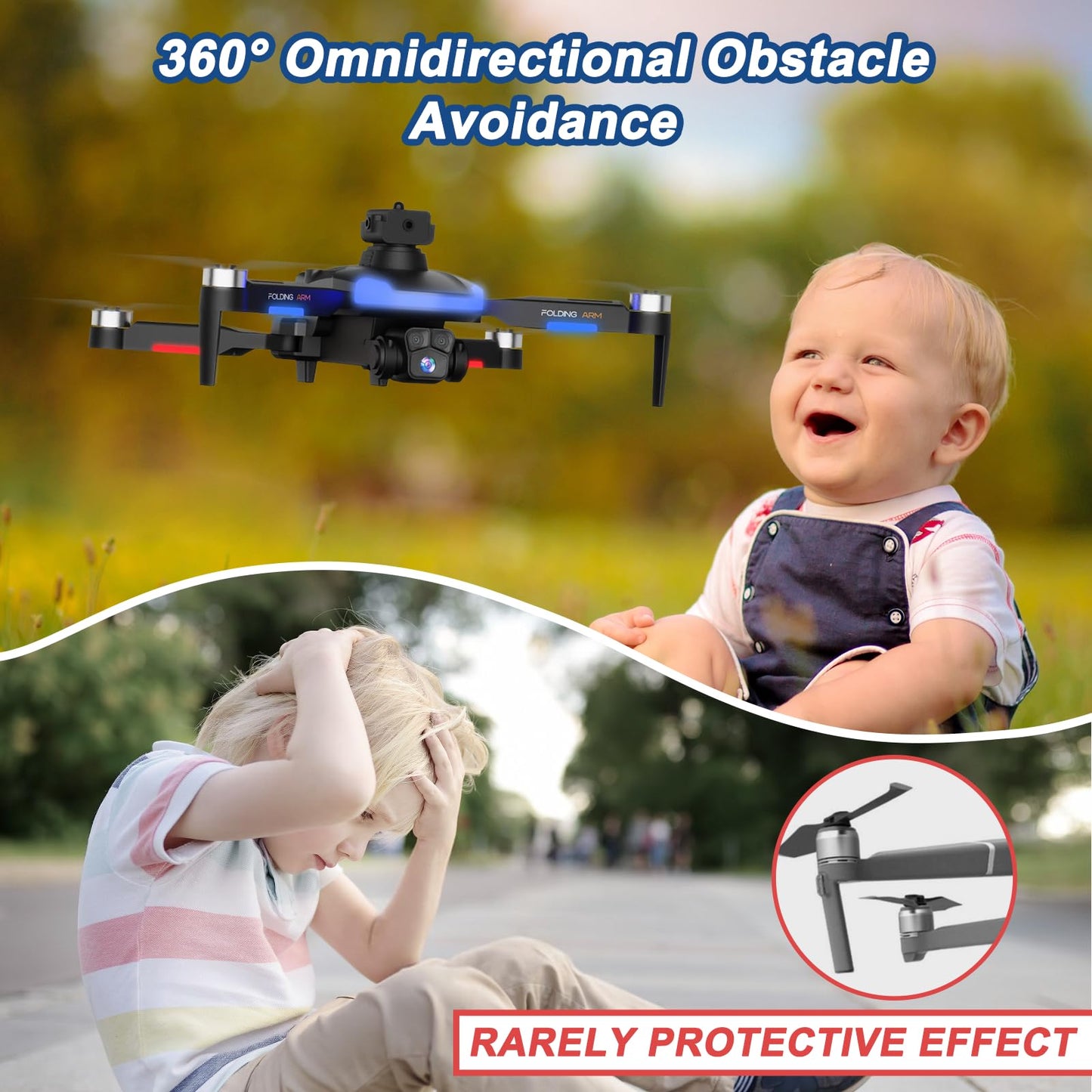Drone with Camera for Kids, 1080P HD FPV Foldable Drones for Beginners, Brushless Motor Drone with Carrying Case, Long Flight Time, One Key Take Off/Land, Altitude Hold, 360° Flip, Obstacle Avoidance