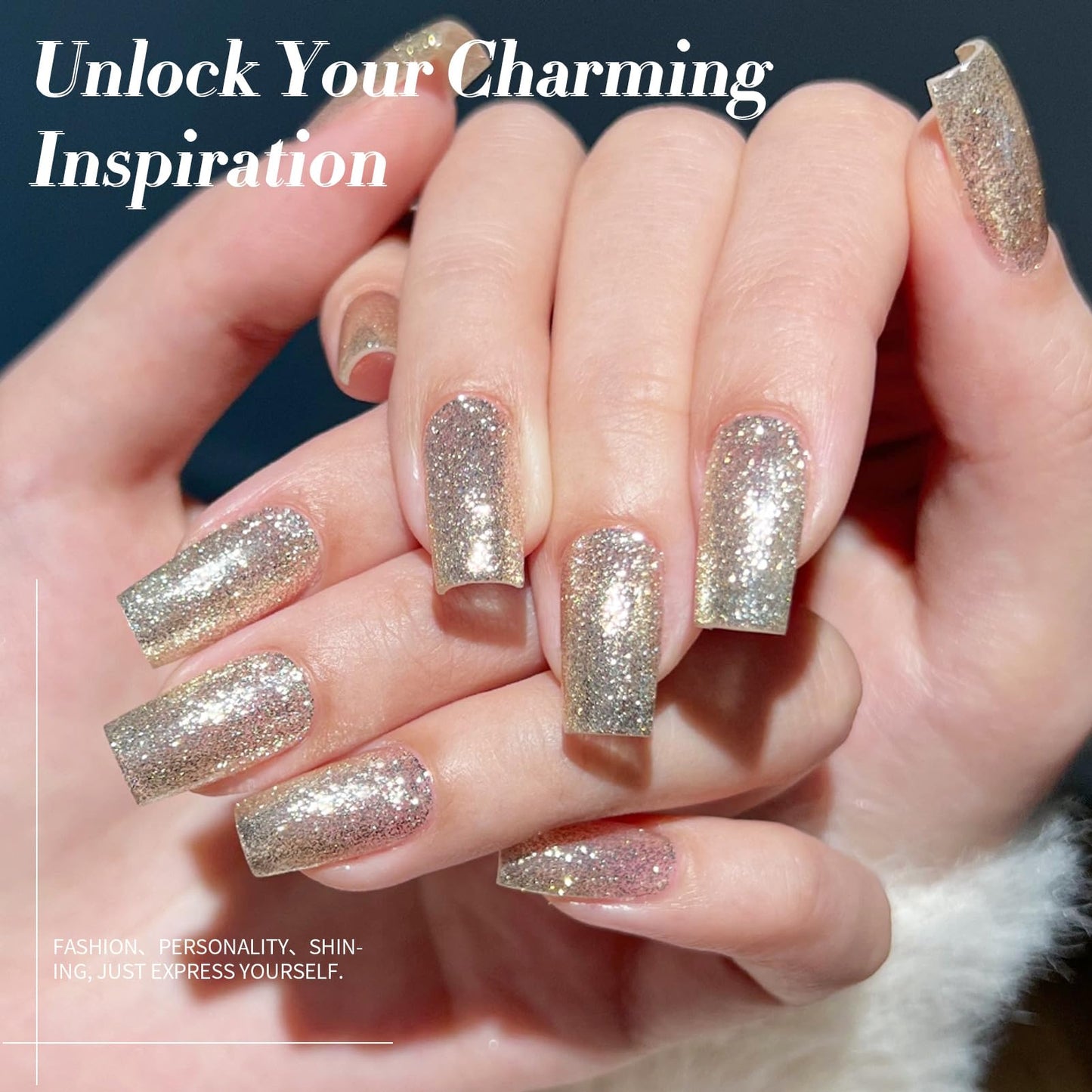 Born Pretty Christmas Glitter Gel Nail Polish Champagne Platinum Glitter Sparkly Shiny Gel Polish 15ML