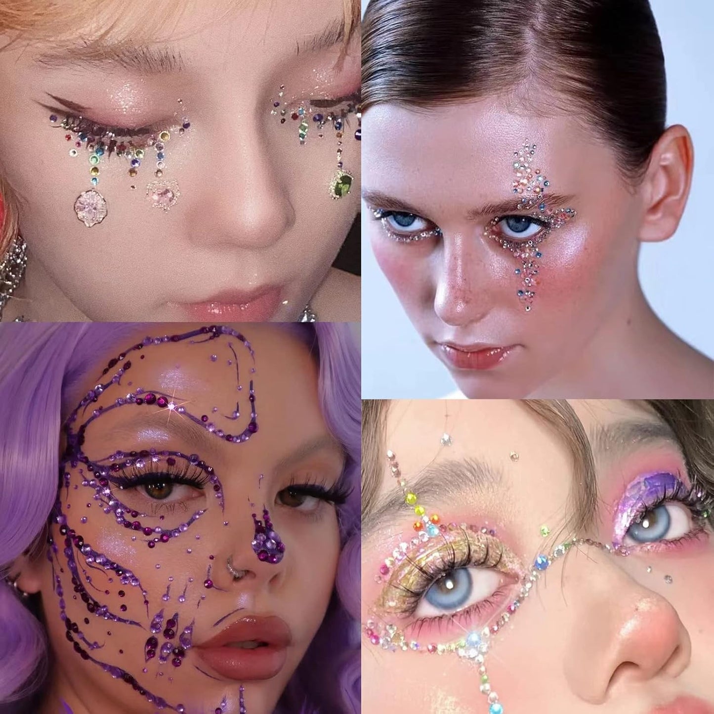 NOOEPC Face Gems Hair Gems，Self Adhesive Face Gems Rhinestones, Face Jewels Diamonds Sticky Gems for Makeup Hair Crafts Halloween Decorations